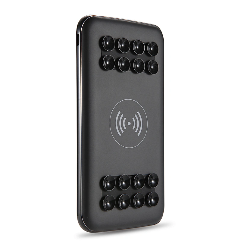 2019 new products OEM  portable wireless charger Qi Type-C power bank wireless portable suction cup powerbank