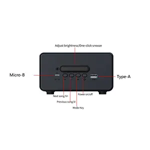 Portable Beside BT Speaker FM USB Subwoofer Wireless Charging Clock Radio