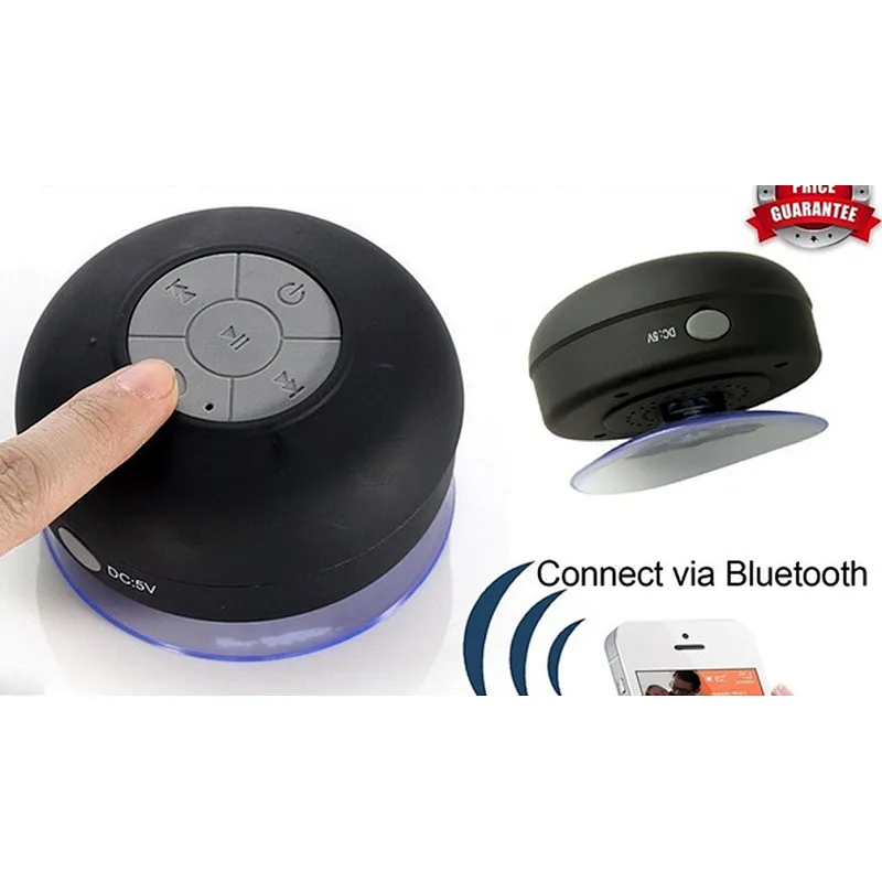 Waterproof bluetooth shower head speaker with suction cups