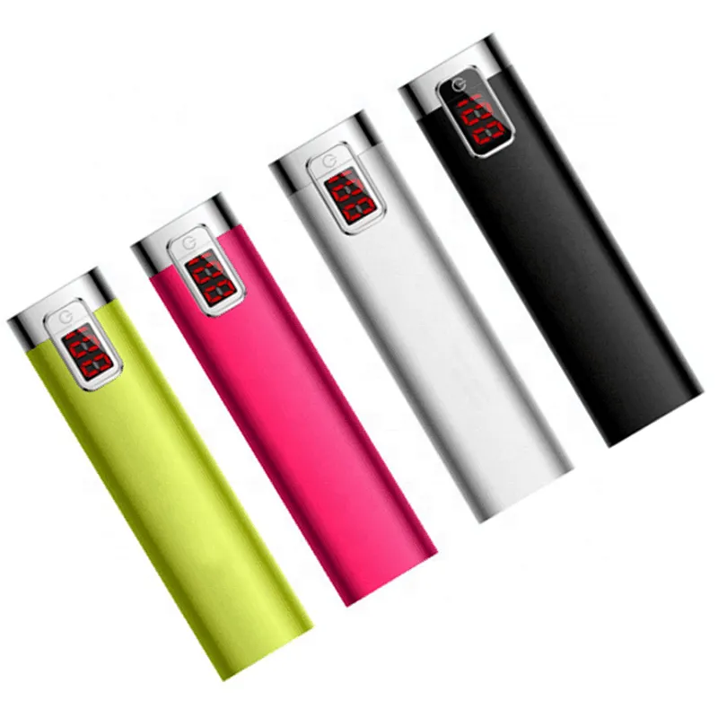 LCD Mini Slim Phone Charger Pocket Portable Small Lipstick Power Bank 2600MAH