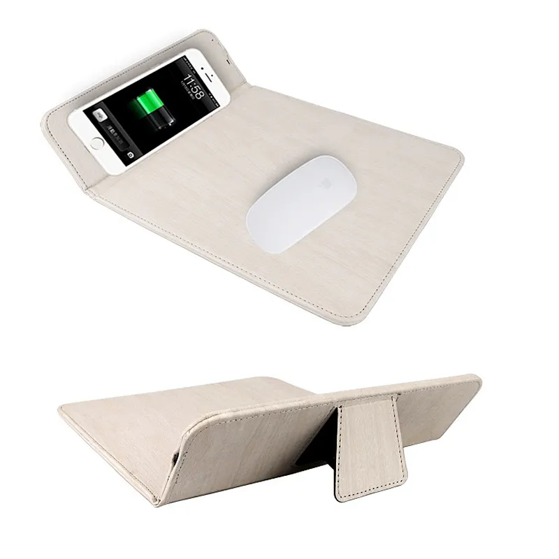 Portable Pu Leather QI Mouse Pad Wireless Charger