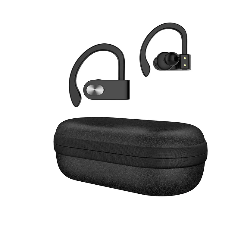 OEM Dual Ear Driver Hang TWS Earbuds Truly Wireless BT Earhook Earphone with Eva Case