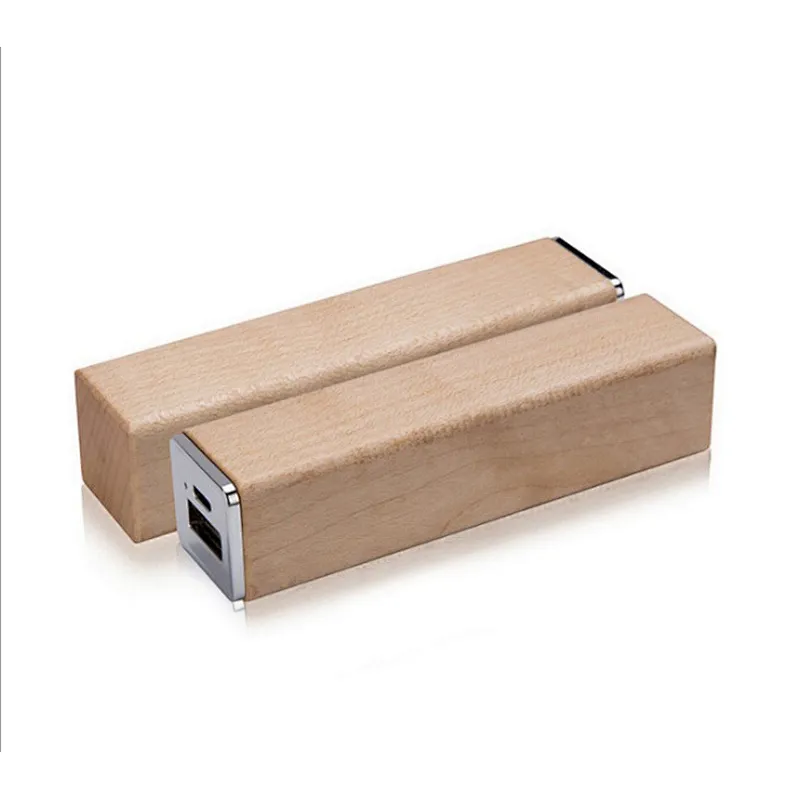 2600mah lipstick bamboo wood mini portable powerbank