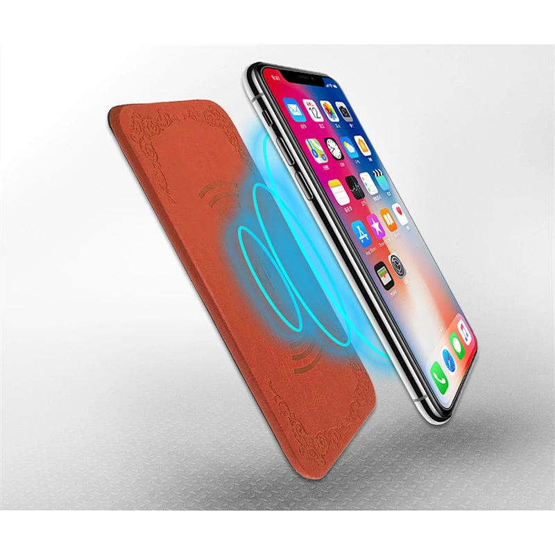 Portable Power Bank Fast Charging QI Ultrathin PU Wireless Charger