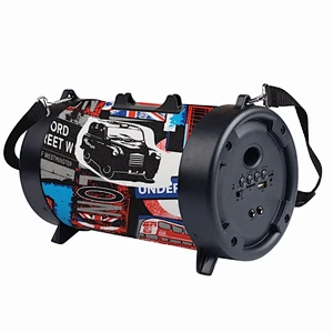 Blue Tooth Sound FM PU Leather Light Cylinder Graffiti 10W Radio Wireless Speaker