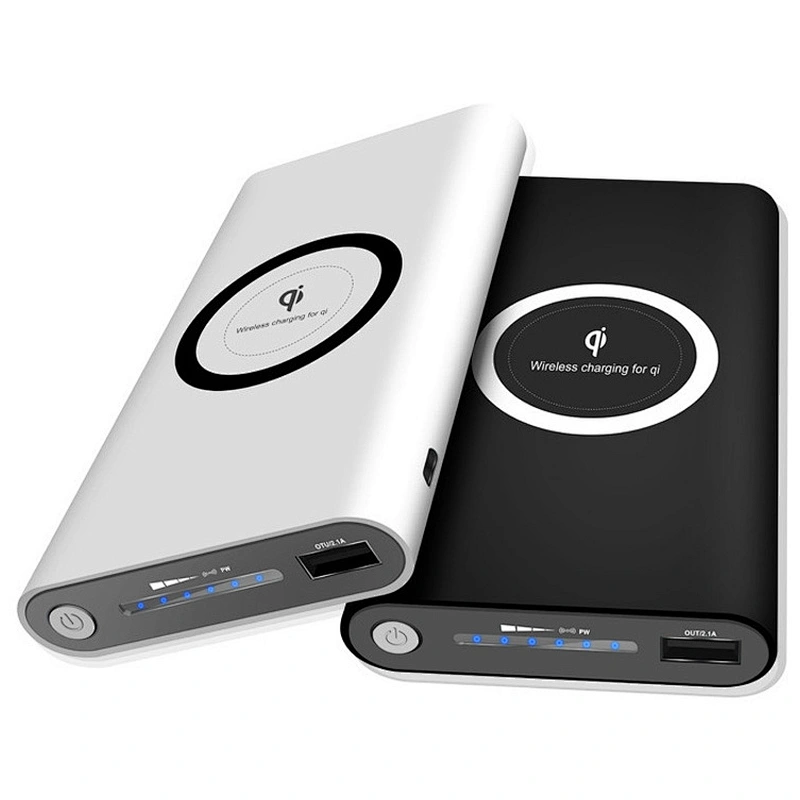 8000mah led light qi wireless charge portable fast charging power bank