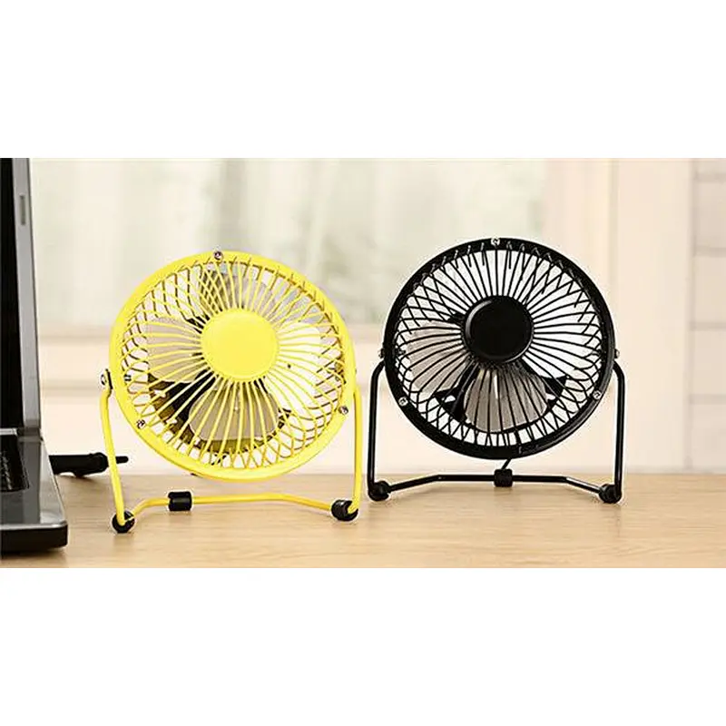 Promotional Gifts 4 Inch Stand Silent Desk Rechargeable 360 Degree Rotating Mini Metal Table LED USB Fan