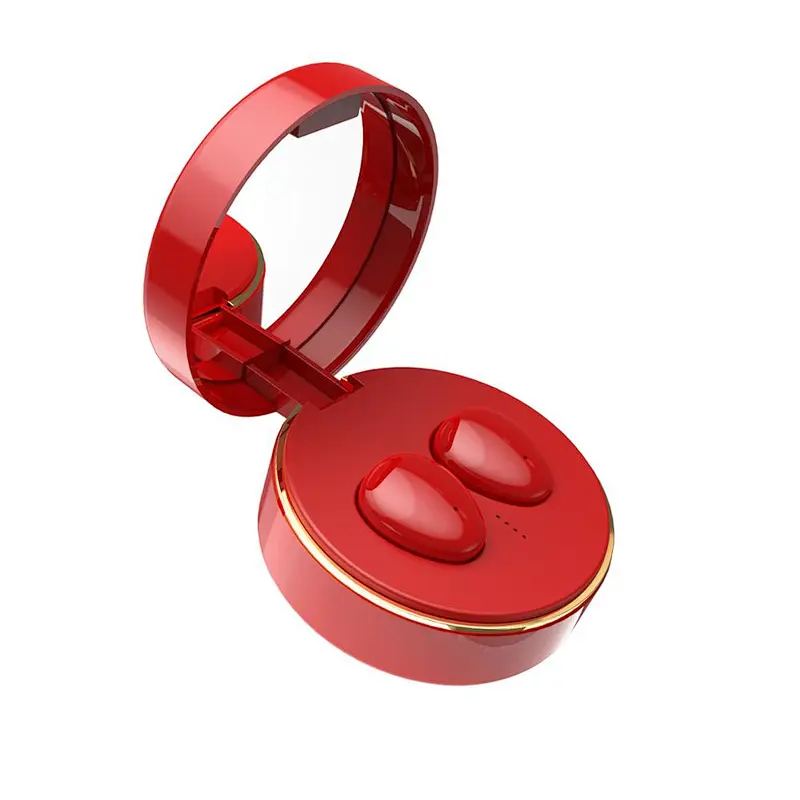 Pair Noise Cancel TWS Wireless Mini Pocket Cosmetic Mirror Bluetooth Earbuds