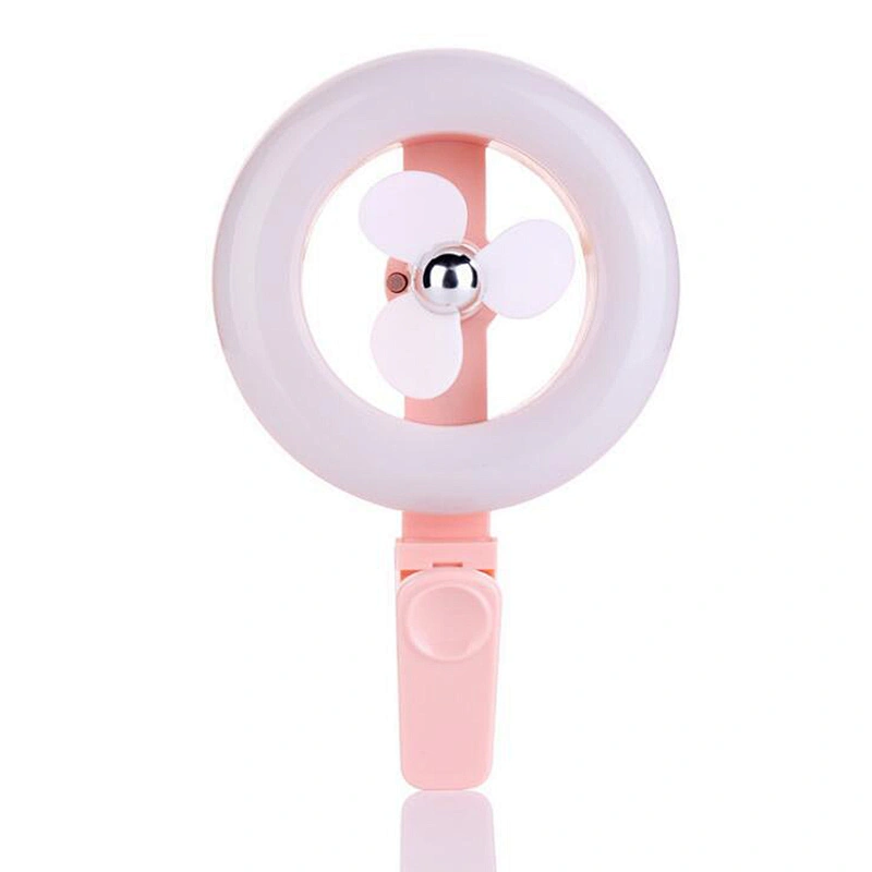Portable USB Rechargeable 3Spead pocket Clip LED Ring Light Mini Fan