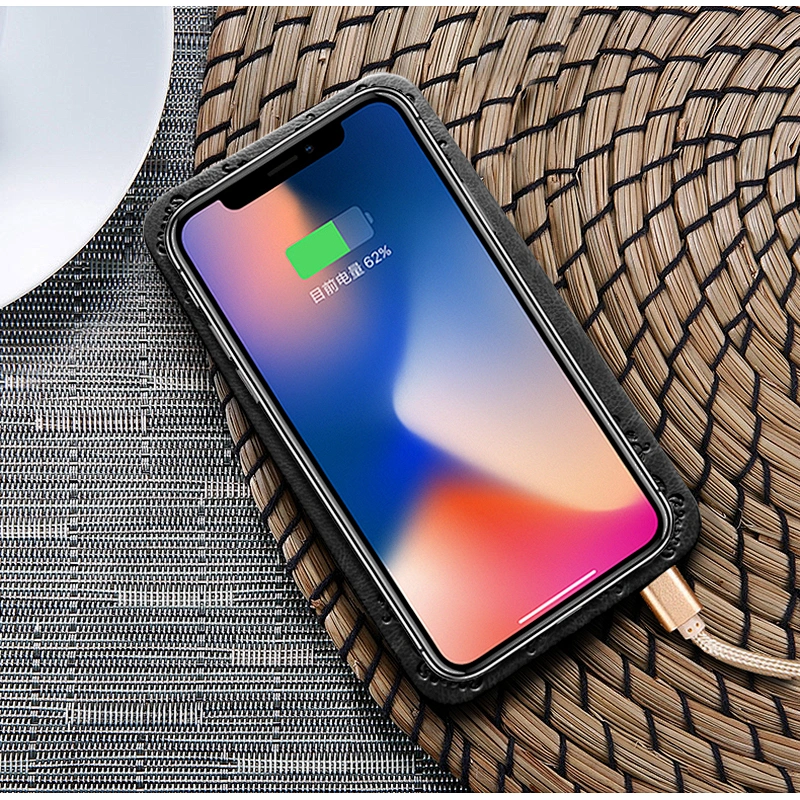 Portable Power Bank Fast Charging QI Ultrathin PU Wireless Charger