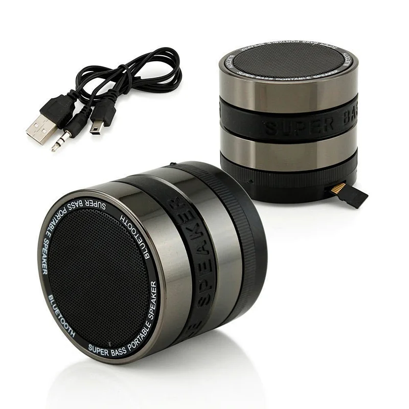 OEM Wholesale Wireless Round Fm Radio With Silicone Band Portable Super Bass Mini PC Metal Camera Lens Bluetooth Speaker