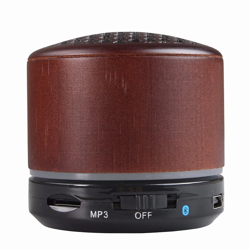 Wholesale OEM cute stereo super portable wireless mini round bamboo wooden speaker