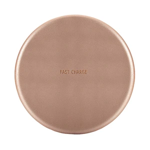 Promotion Gift Portable Round PU Mobile Phone QI Wireless Charger for samsung galaxy a8