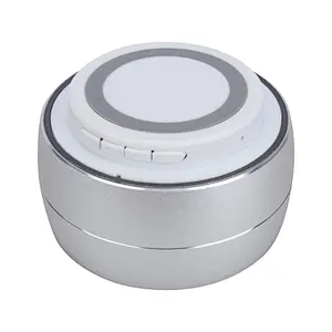 customized oem logo portable round shape mini wireless bluetooth led light speaker