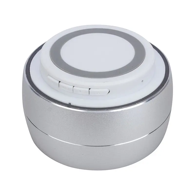 customized oem logo portable round shape mini wireless bluetooth led light speaker