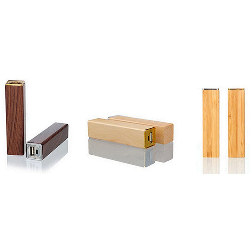 2600mah lipstick bamboo wood mini portable powerbank