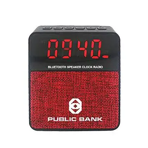 wholesale portable logo mini fabric wireless radio clock speaker