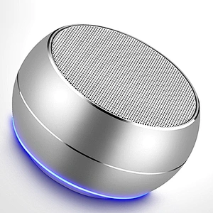 customized oem logo portable round shape mini wireless bluetooth led light speaker