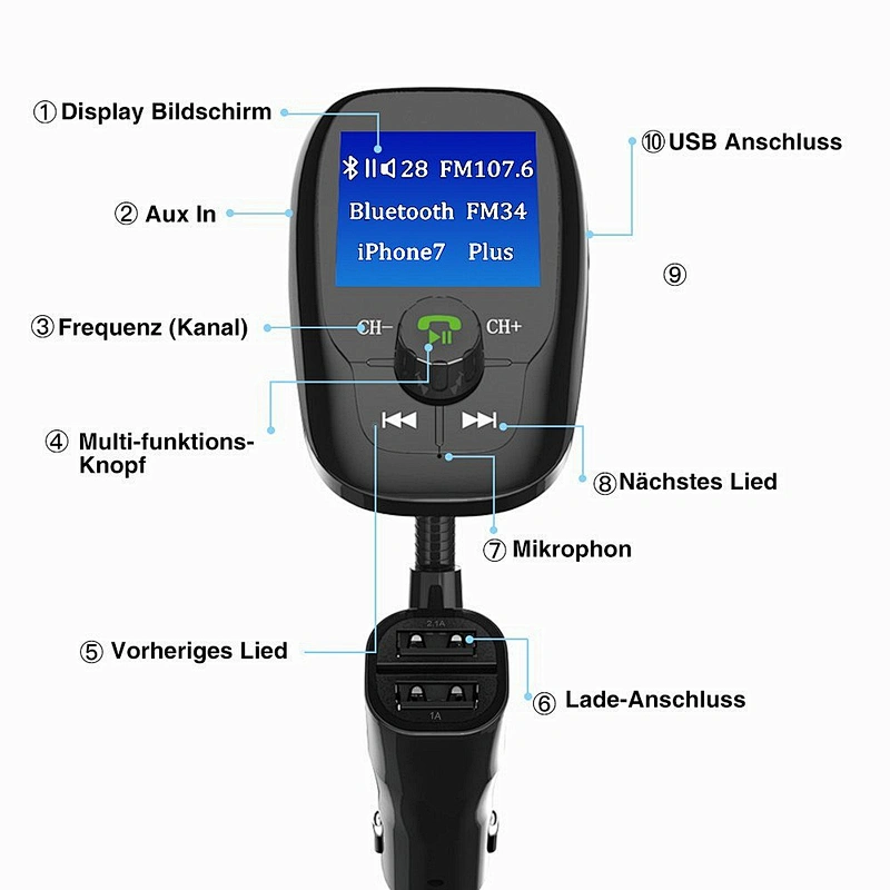 Double USB Ports Bluetooth Wireless Car mp3 Player fm Transmitter