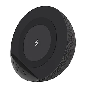 3 in 1 Qi Wireless Charger Power Banks Round Fabric Bluetooth Speaker