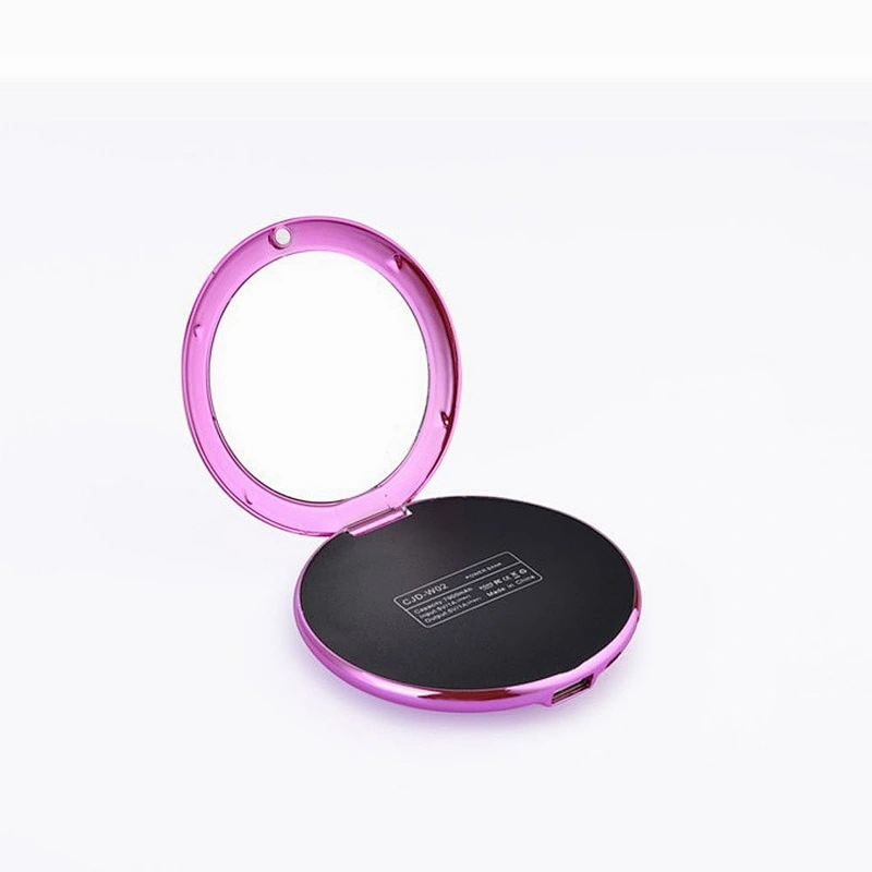 Promotion Gifts Luxury 2 in 1 Women Round 3000mah Makeup Power Banks With Mirror