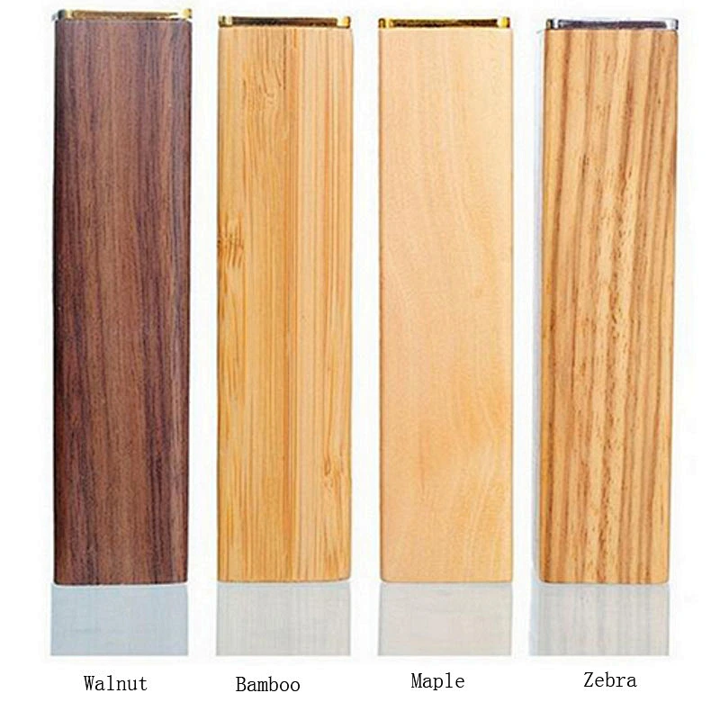 2600mah lipstick bamboo wood mini portable powerbank