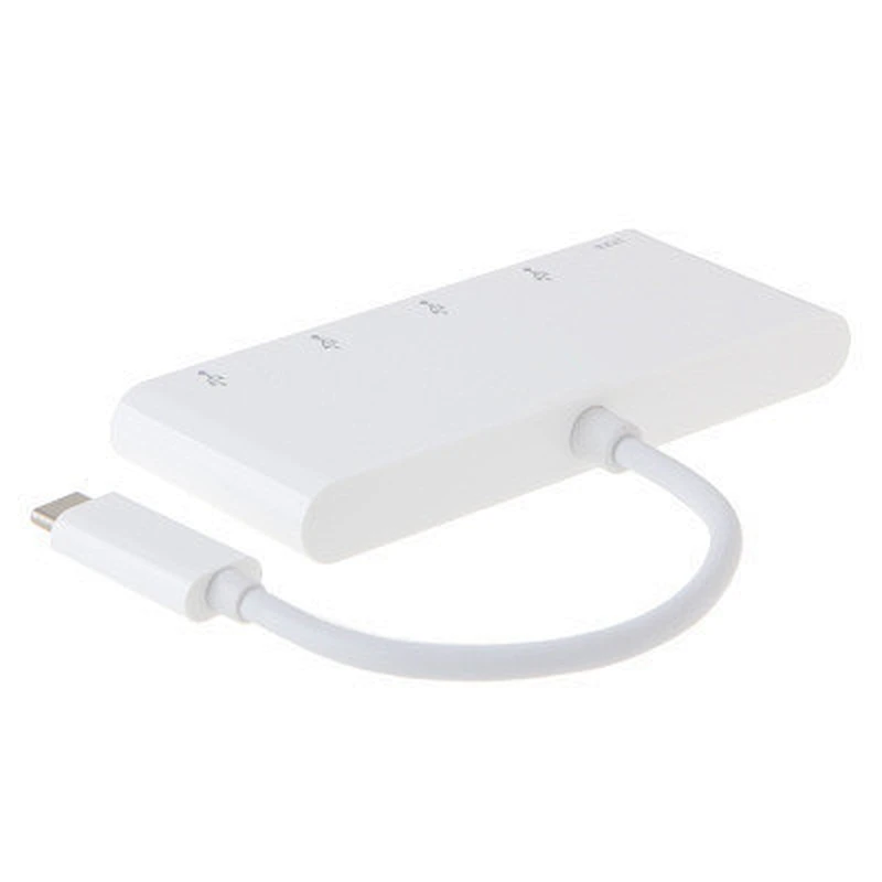 Aluminum Multi-Port Adapter Charging Type-C USB 3.0 5 in 1 Hub for MacBook