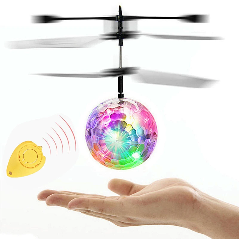 mini infrared inductive led crystal magic rc flying ball helicopter toy