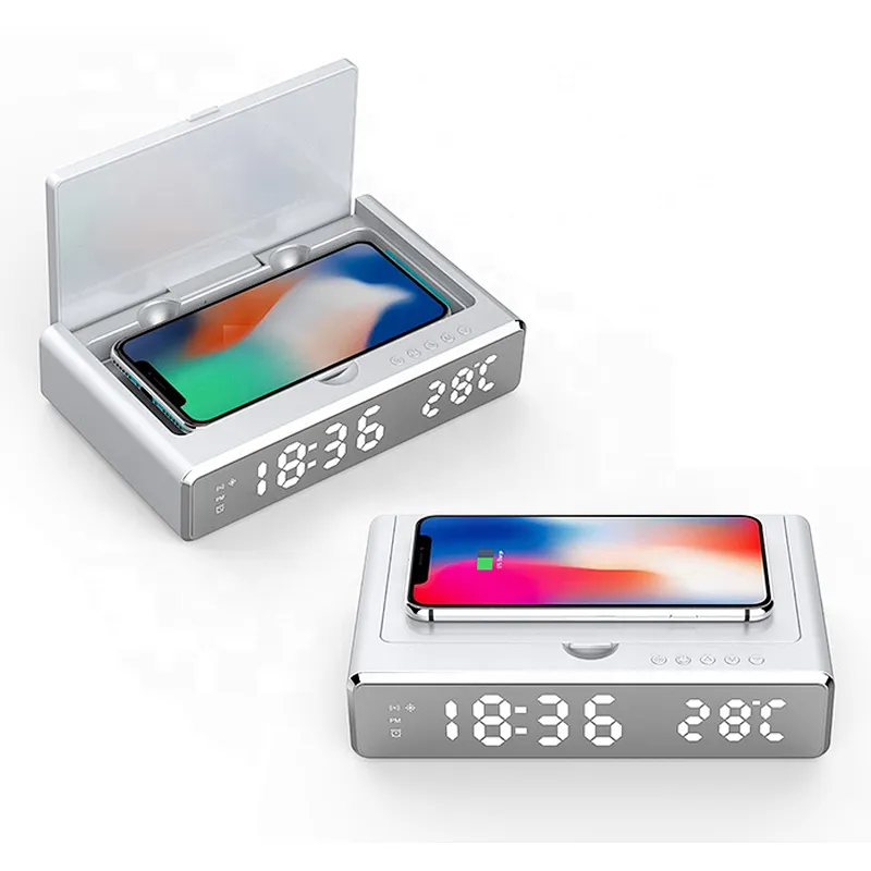 OEM LED Display UV Sterilizer Box with Wireless Charger Clock