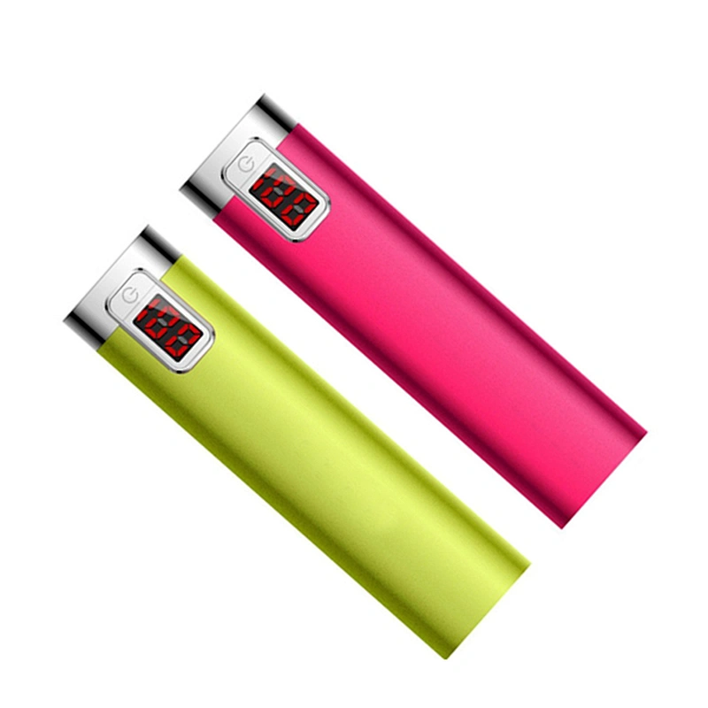 2600MAH Custom Phone Charger Aluminum LCD Lipstick Small Powerbank