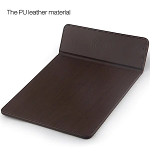 promotion gift PU Leather QI standard fast charger mouse pad wireless chargering