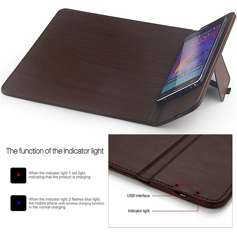 promotion gift PU Leather QI standard fast charger mouse pad wireless chargering