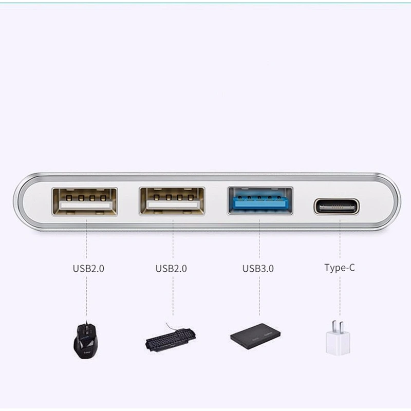 portable multi-port 4 in1 USB C Hub Aluminum Adapter