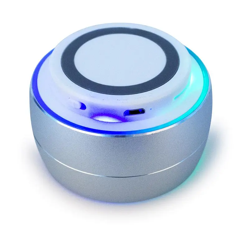 Promotion portable mini round deep bass led wireless speaker