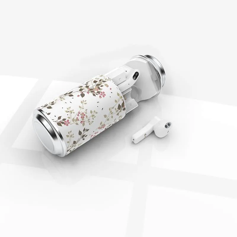 custom brand cylinder promotion true wireless earbuds with can charge station