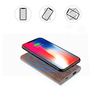 Fast Portable Mobile Power Bank Universal Wood USB QI Wireless Charger