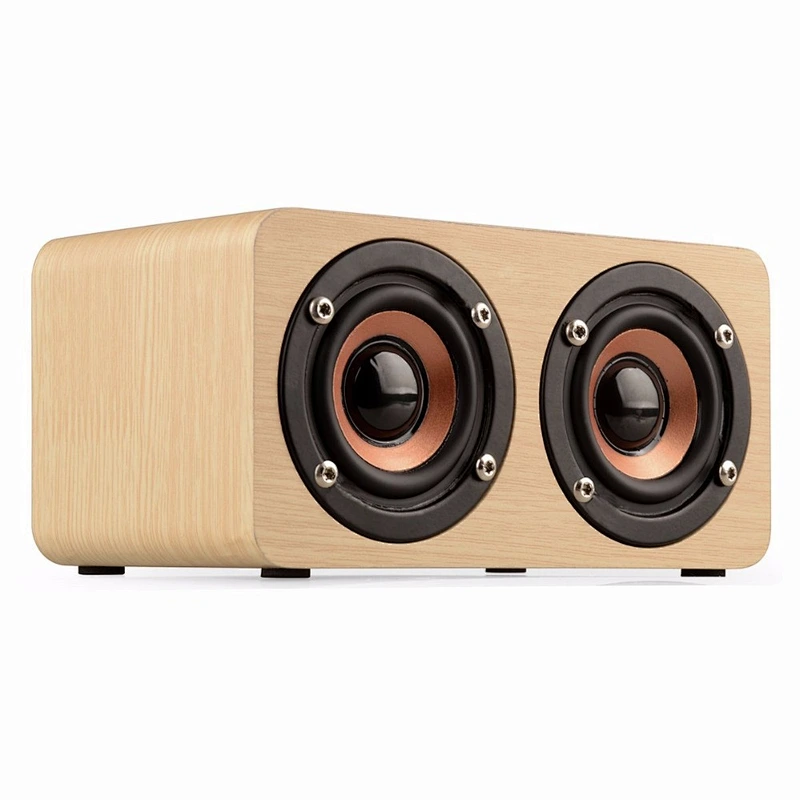 promotion gifts TF Dual stereo magnetic subwoofer cellphone laptop handsfree super bass portable mini wireless wooden bt speaker