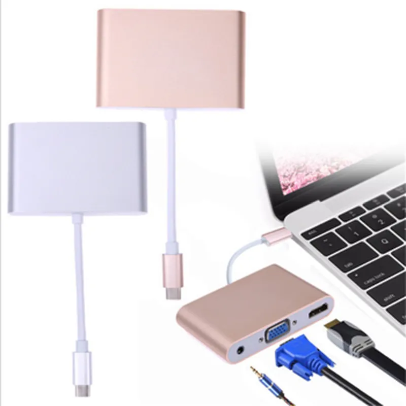 3.1 Aluminium Alloy OEM HDMI Type C USB HUB Adapter
