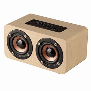 radio home dual driver stereo wooden wireless speaker