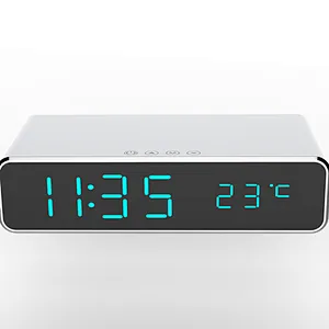 Custom Logo Temperature Display QI Fast Charging Led Digital Alarm Clock Wireless Charger