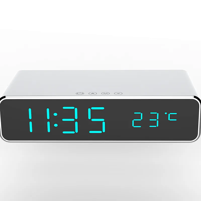 Custom Logo Temperature Display QI Fast Charging Led Digital Alarm Clock Wireless Charger