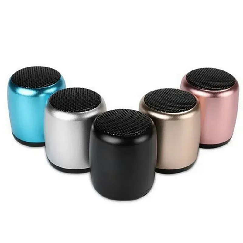 Aluminum alloy custom logo portable round wireless mini bt speaker