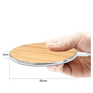 Promotion Gift Universal Portable Round QI Bamboo Wireless Charger