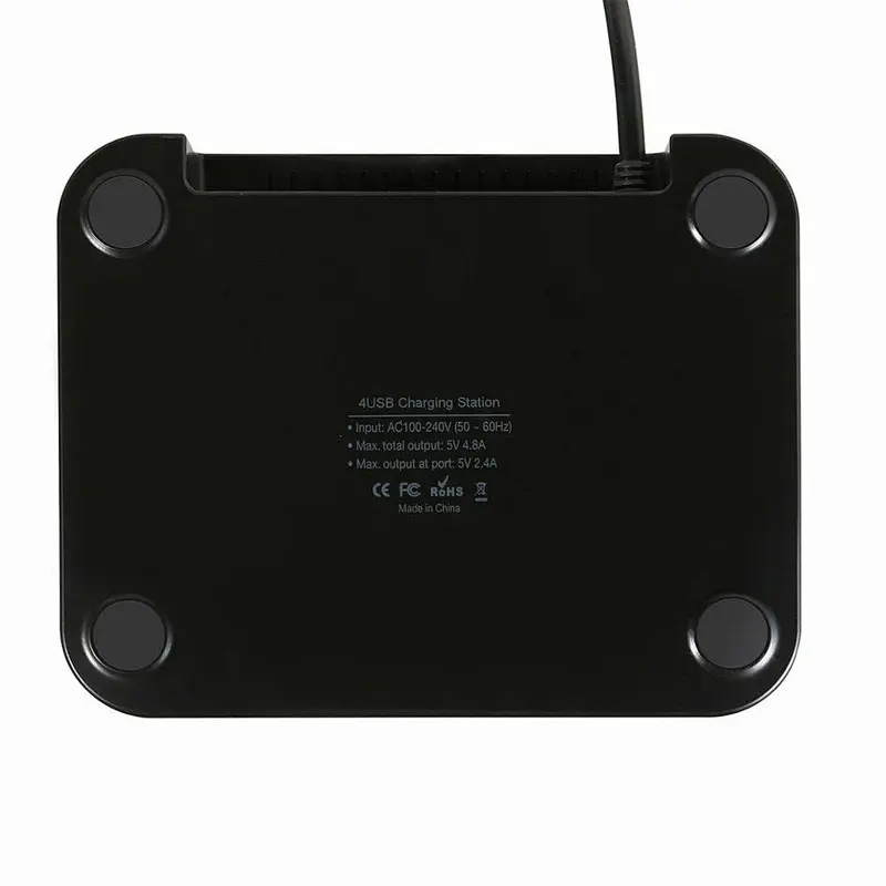 Removable Transparent Holder Hub Charging Dock 4 USB Charging Station