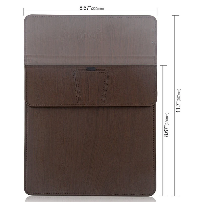 2019 hot sell desktop mobile phone PU Leather stand Quick Charging wireless charger Mouse pad