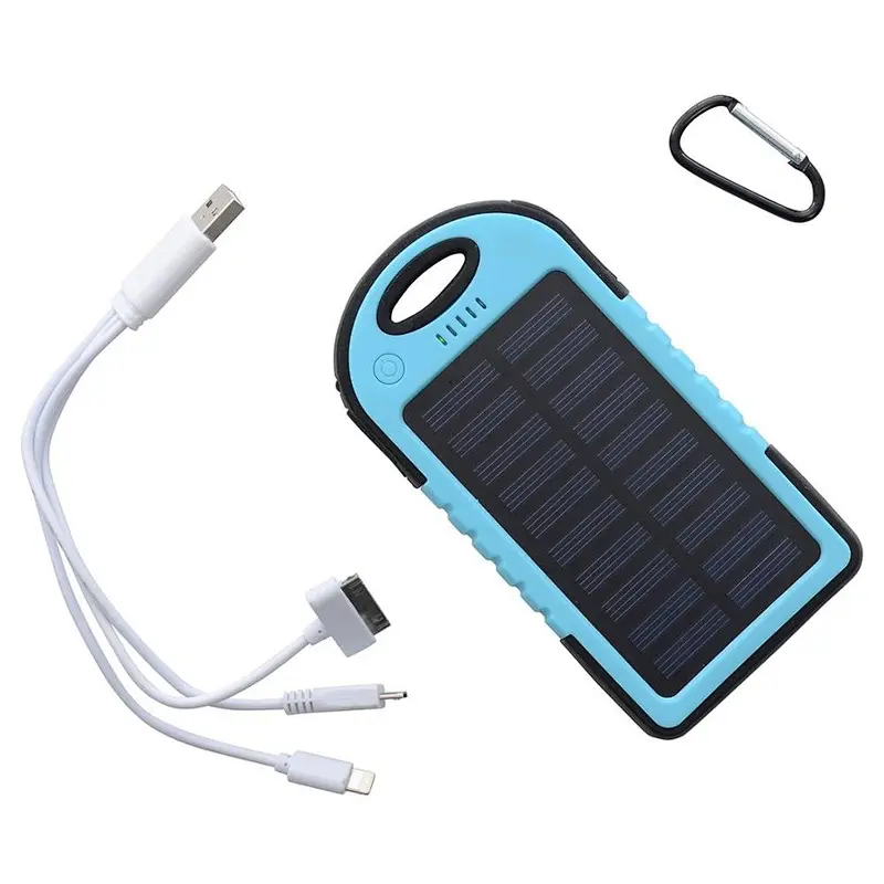 Wholesale Waterproof carabiner portable dual usb fast charging solar power banks