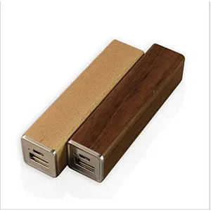 2600mah lipstick bamboo wood mini portable powerbank