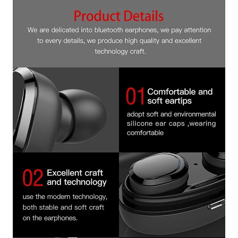 smartphone stereo  5.0 blue tooth twins running true wireless headset