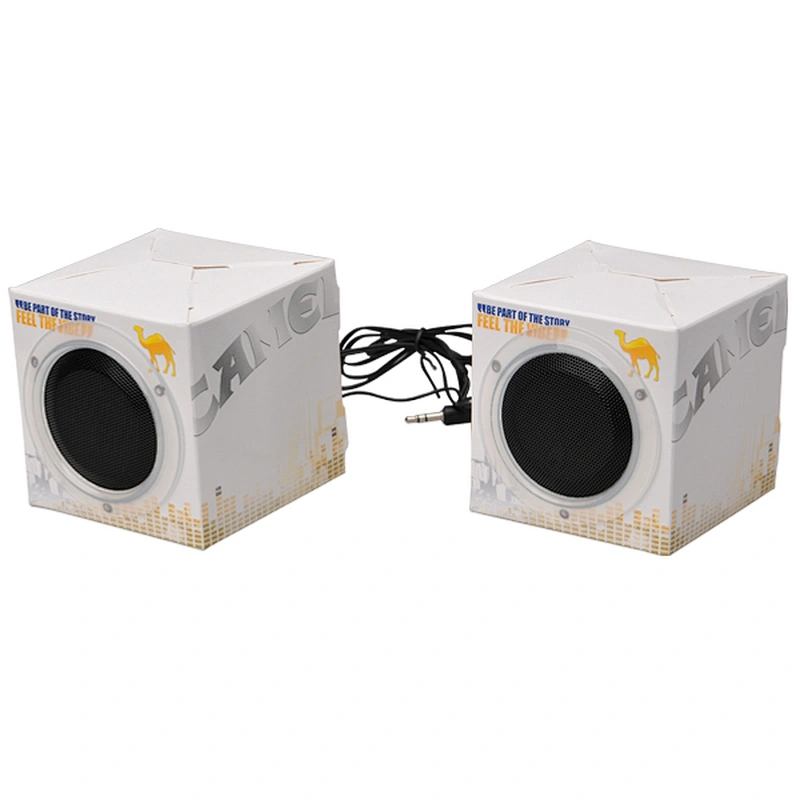 3.5mm jack wired cube mp3 mmobile cell phone Mini Foldable Printed Cardboard Paper speaker