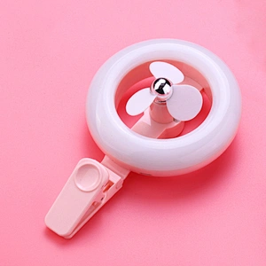 Portable USB Rechargeable 3Spead pocket Clip LED Ring Light Mini Fan